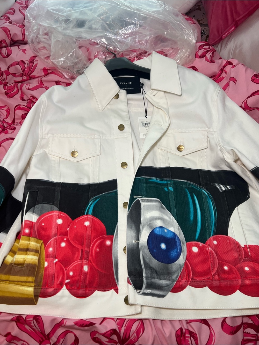 COACH x Tom Wesselman White Graphic Jacket with Colorful Print